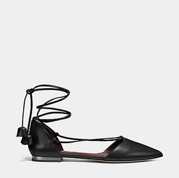 COACH'johnson' Ghillie Lace Pointy Toe Flats - Picture 3 of 8